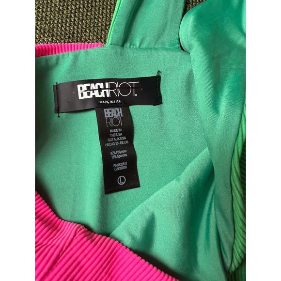 NEW Free People Beach Riot Nia Watermelon Colorblock One Piece Swim One Shoulder - Picture 5 of 6